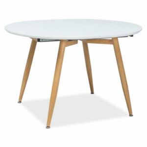 Rozkladací jedálenský stôl VANO, 120-200x75x100, biela/dub