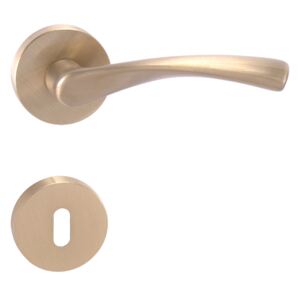 Dverové kovanie MP Fan-R (OLS) - BB kľučka-kľučka otvor pre obyčajný kľúč/OLS (mosadz brúsená a lakovaná)