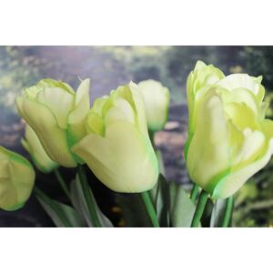 Zelený umelý tulipán s listami 67cm