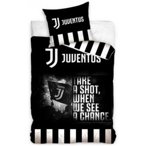 Carbotex · Bavlnené futbalové posteľné obliečky Juventus FC - motív Take a shot - 100% bavlna - 70 x 90 cm + 140 x 200 cm