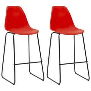 Barové stoličky 2 ks, červené, plast