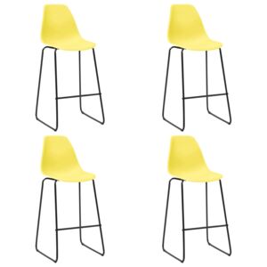 Barové stoličky 4 ks, žlté, plast