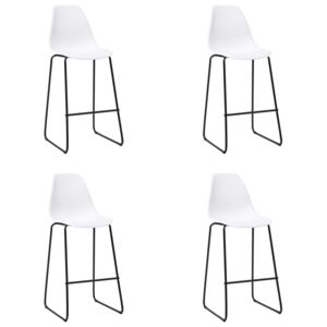 Barové stoličky 4 ks, biele, plast