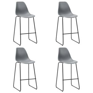 Barové stoličky 4 ks, sivé, plast