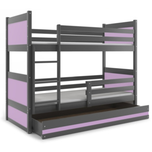 Detská poschodová posteľ Rico grafit / fialová