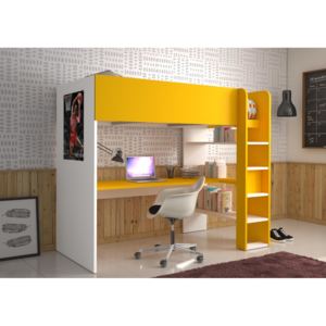 Poschodová posteľ s písacím stolom BO2 - žltá