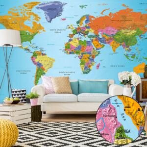 Bimago Fototapeta XXL - World Map: Colourful Geography II 500x280 cm