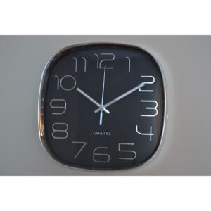 Nástenné hodiny - čierno-strieborné, (29x29 cm), FJ-018