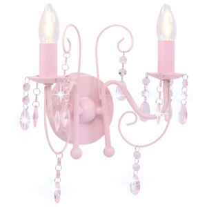 Nástenná lampa s korálkami ružová 2 x žiarovka E14