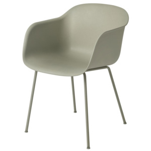 Muuto Stolička Fiber Arm Chair s kovovou podnožou, dusty green
