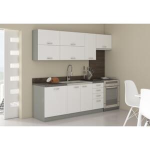 Kuchyňa Brunea 2 240 cm (sivá + biela). Akcia -33%. Vlastná spoľahlivá doprava až k Vám domov