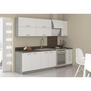 Kuchyňa Brunea 200 cm (sivá + biela). Akcia -33%. Vlastná spoľahlivá doprava až k Vám domov