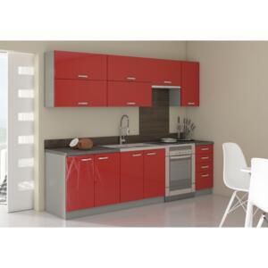 Kuchyňa Roslyn 2 260 cm (sivá + červená). Akcia -35%. Vlastná spoľahlivá doprava až k Vám domov