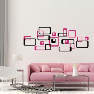 GLIX Dekoratívne štvorce - samolepka na stenu Čierná a růžová 2 x 30 x 30 cm