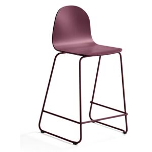 Barová stolička Gander, s klzákmi, výška sedu 630 mm, lakovaná, červená