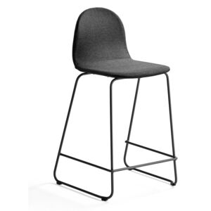 Barová stolička Gander, s klzákmi, výška sedu 630 mm, čalúnená, čierna