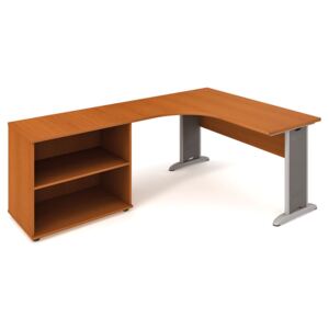 Rohový písací stôl SELECT so skrinkou - dĺžka 1800 mm, pravý, buk