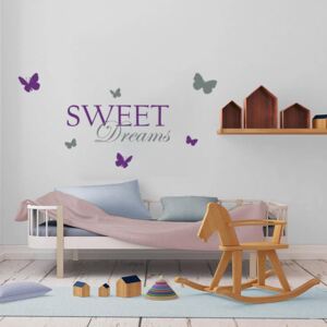 GLIX Sweet dreams - nálepka na stenu Šedá a fialová 120 x 60 cm