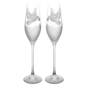 Poháre na šampanské Holubica (Pieskované poháre)