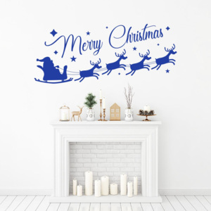 GLIX Merry Christmas Santa II. - nálepka na stenu Modrá 50 x 20 cm