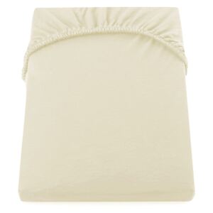 Krémová elastická bavlnená plachta DecoKing Amber Collection, 220-240 × 200 cm