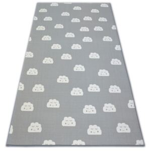 Detský protišmykový koberec CLOUDS sivý - 100x100 cm