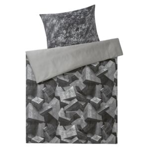 MERADISO® Saténová posteľná bielizeň, 140 x 200 cm, šedá / biela (100280361)
