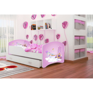 Detská posteľ s rozprávkovými motívmi FRAGA + matrac + rošt ZADARMO, 140x80 cm, s SZ, VZOR 26