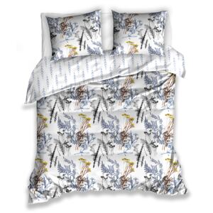 Bavlnené saténové obliečky PREMIUM FLOWER-3 so zipsom 140x200cm - 140 x 200 cm - 1x vankúš 1x prikrývka - Biela