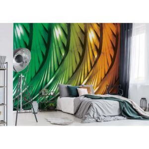Fototapeta - 3D Abstract Art Green And Orange Vliesová tapeta - 254x184 cm