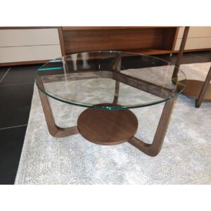 ISOLA dizajnový konferenčný stolík okrúhly sklo/masív P&C