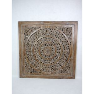 Závesná dekorácia MANDALA, teakové drevo,ručná práca , hnedá, 100x100 cm