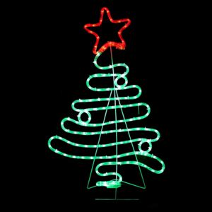 ACA DECOR LED Vianočný svietidlo stromček s hviezdou 25W, zelená a červená farba, IP44