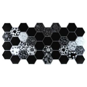 Obkladové 3D PVC panely TP10018765, rozmer 973 x 492 mm, čierno-biely Floral, GRACE