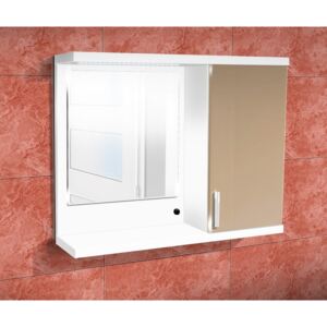 Kúpeľňová skrinka so zrkadlom K10 pravá barva dvířek: káva lesk, barva skříňky: bílá 113