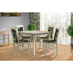 Jedálenská zostava stôl 80x80 cm + 4 stoličky 881 farba lamina: san remo 4139, farba čalouněnie: Mega 13 V2 zelená