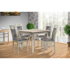 Jedálenská zostava stôl 80x80 cm + 4 stoličky 873 farba lamina: san remo 4139, farba čalouněnie: Mega 31 losos