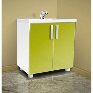 Kúpeľňová skrinka s umývadlom K22 barva dvířek: lemon lesk, barva skříňky: bílá 113