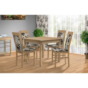 Jedálenská zostava stôl 80x80 cm + 4 stoličky 881 farba lamina: buk 381, farba čalouněnie: Mega 13 V3 šedá