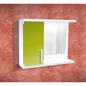 Kúpeľňová skrinka so zrkadlom K10 ľavá barva dvířek: lemon lesk, barva skříňky: bílá 113