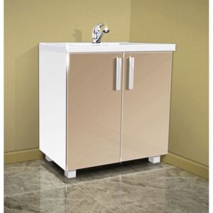 Kúpeľňová skrinka s umývadlom K22 barva dvířek: káva lesk, barva skříňky: bílá 113