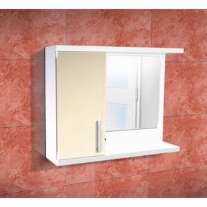 Kúpeľňová skrinka so zrkadlom K10 ľavá barva dvířek: jasmín lesk, barva skříňky: bílá 113