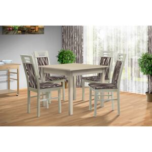 Jedálenská zostava stôl 80x80 cm + 4 stoličky 873 farba lamina: agát (akát), farba čalouněnie: Mega 37