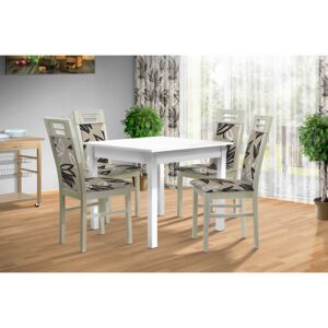 Jedálenská zostava stôl 100x80 cm + 4 stoličky 873 farba lamina: biela 113, farba čalouněnie: Mega 13 V3 šedá