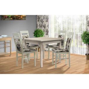 Jedálenská zostava stôl 80x80 cm + 4 stoličky 647 farba lamina: san remo 4139, farba čalouněnie: Mega 13 V3 šedá