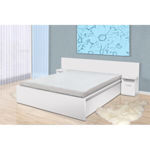 Manželská posteľ s matracom a roštom Simon 180 lamino: bílá