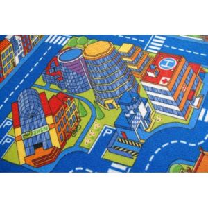Detský koberec BIG CITY modrý - 100x100 cm