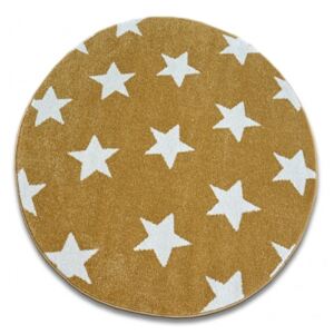 Koberec SKETCH kruh FA68 zlato/krémový hviezdy - 100 cm kruh