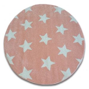 Koberec SKETCH kruh FA68 ružovo/krémový hviezdy - 100 cm kruh