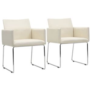 Jedálenské stoličky 2 ks, ľanový vzhľad, biele